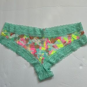 PINK Victoria’s Secret light blue floral extra low rise cheekster panty